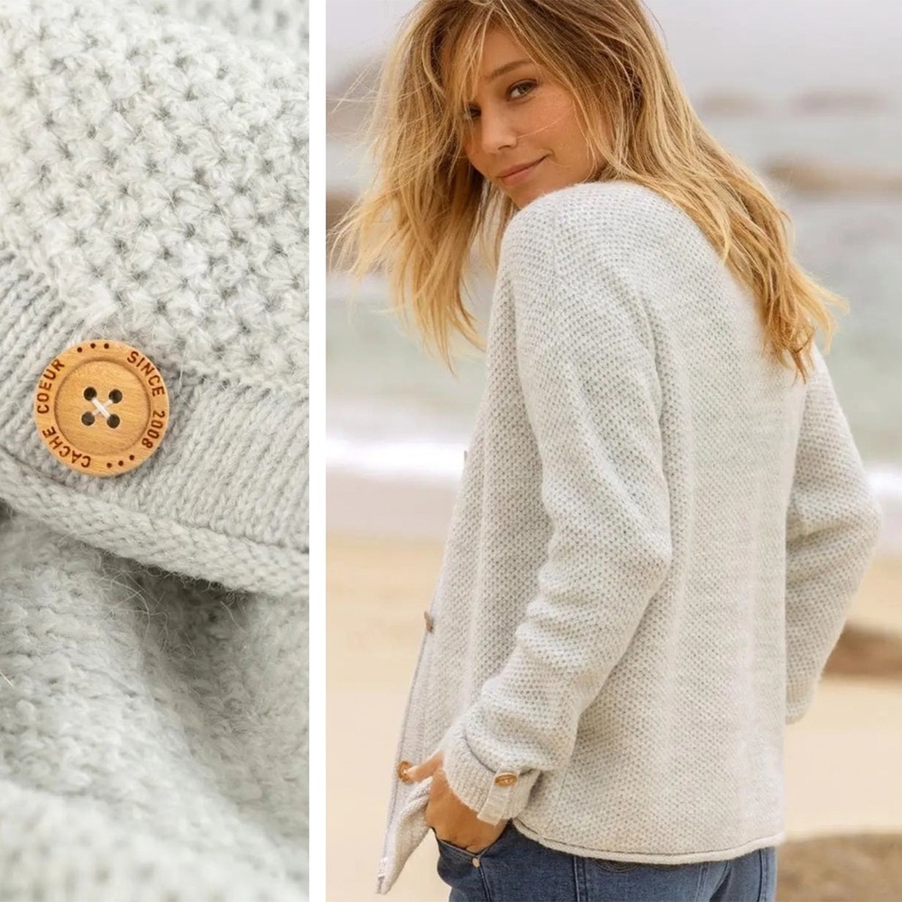 Cache Coeur - Abelha Knitted Maternity Cardigan - Pearl Gray - Picture 2 of 14